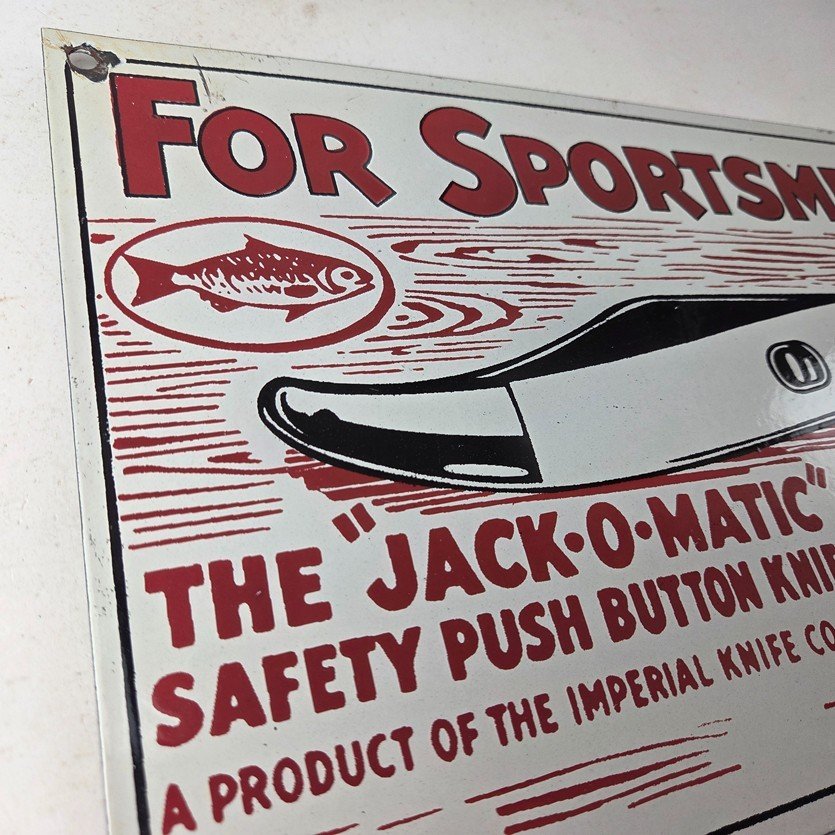 Vintage Imperial Knife Sign - Jack O Matic Button Knife Gas Pump Sign - Image 10