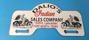 Vintage Indian Motorcycle Sign Topper Gas Porcelain License Plate Topper 305877384449