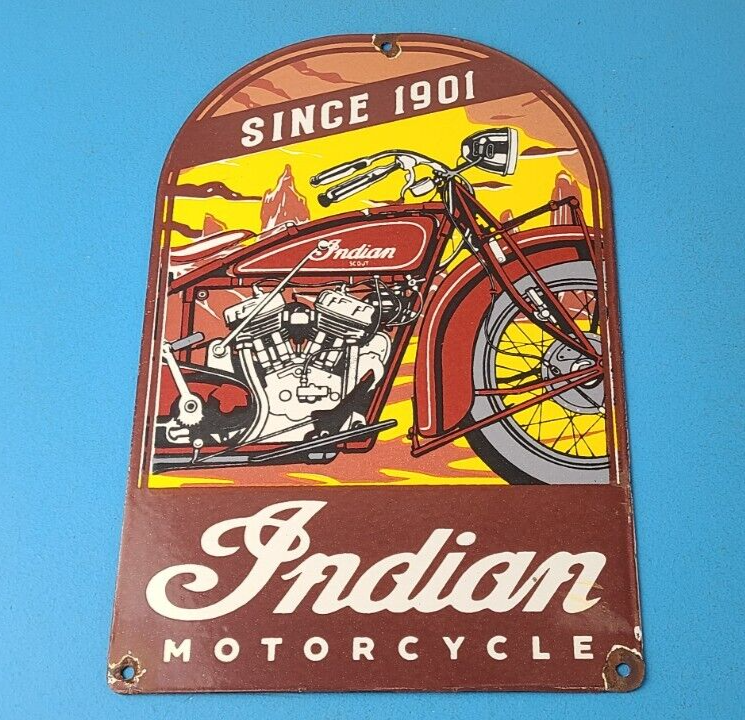 Vintage Indian Motorcycles Sign Gas Service Station Biker Porcelain Sign 305897699779