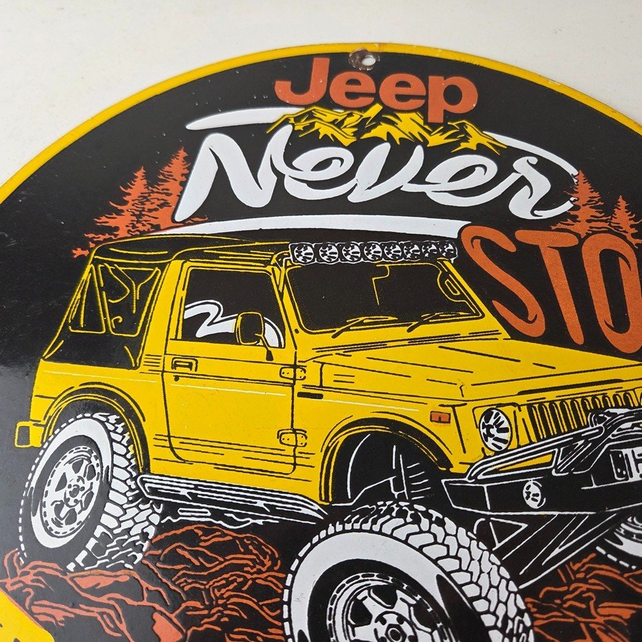 Vintage Jeep Sign - Porcelain Truck Off Road Gas Pump Sign - Image 3