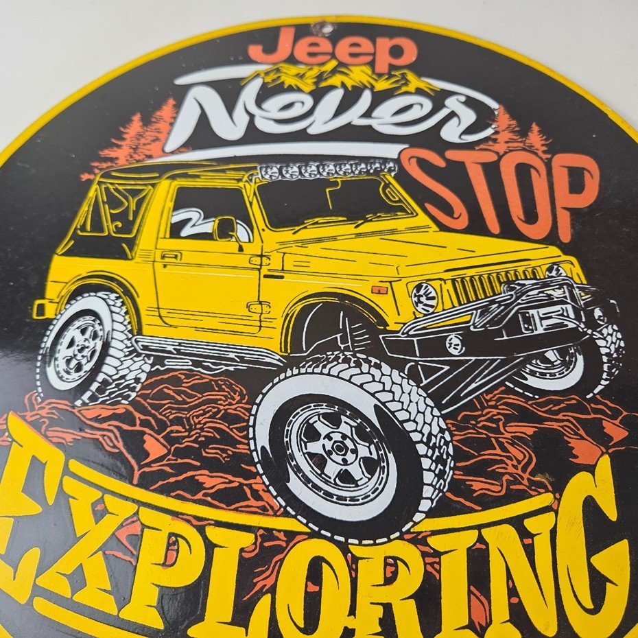 Vintage Jeep Sign - Porcelain Truck Off Road Gas Pump Sign - Image 4