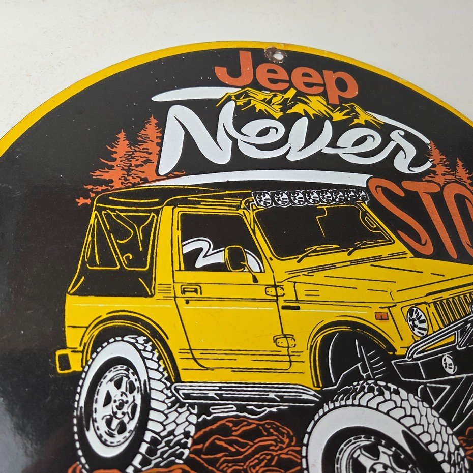 Vintage Jeep Sign - Porcelain Truck Off Road Gas Pump Sign - Image 5