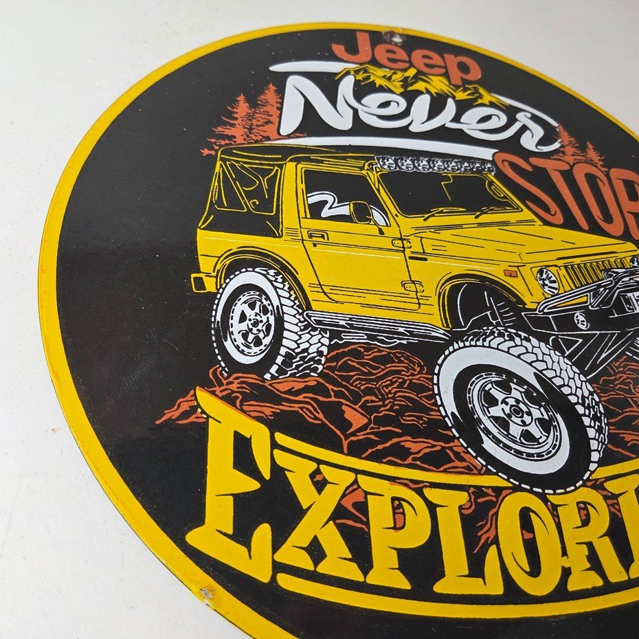 Vintage Jeep Sign - Porcelain Truck Off Road Gas Pump Sign - Image 6