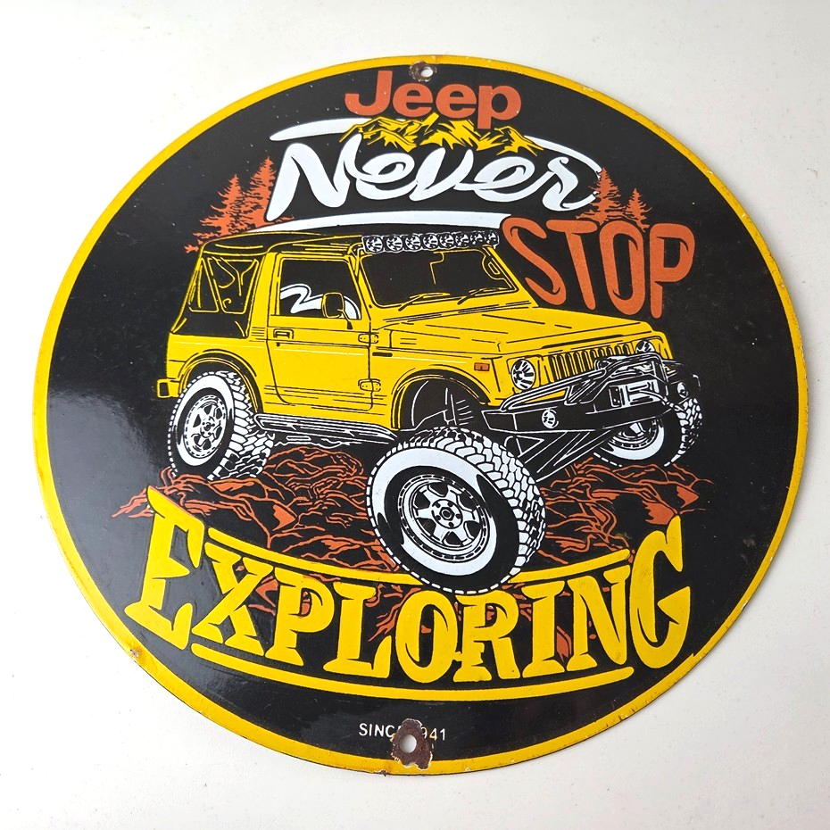 Vintage Jeep Sign - Porcelain Truck Off Road Gas Pump Sign - Image 8