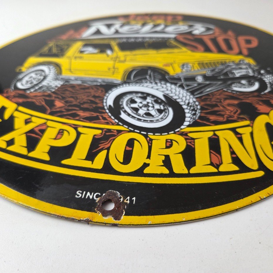 Vintage Jeep Sign - Porcelain Truck Off Road Gas Pump Sign - Image 9