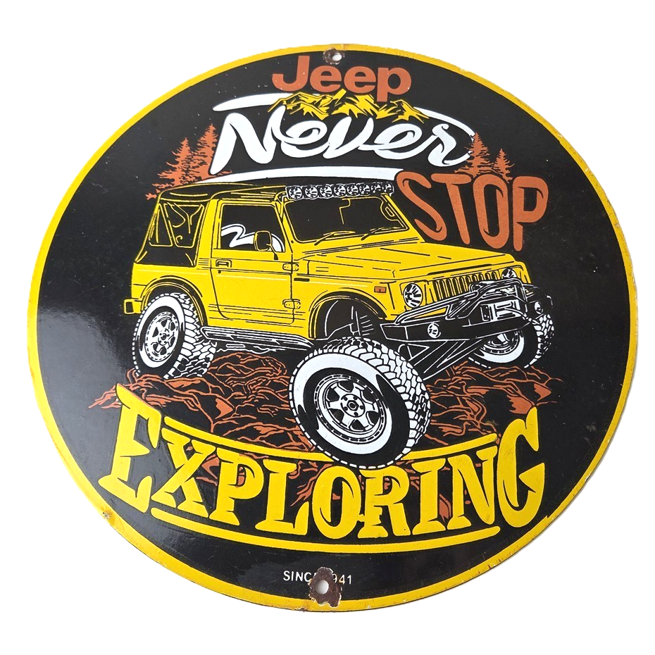 Vintage Jeep Sign - Porcelain Truck Off Road Gas Pump Sign