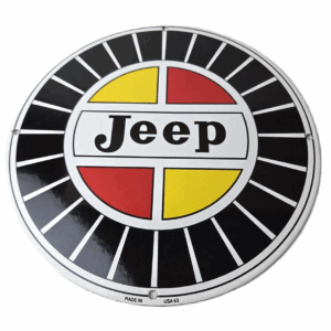 Vintage Jeep Vehicles Sign - Porcelain Truck Utility 4 Wheel Drive Gas Pump Sign