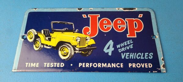 Vintage Jeep Vehicles Sign Truck Parts 4 Wheel Drive Gas Pump Porcelain Sign 305777265619