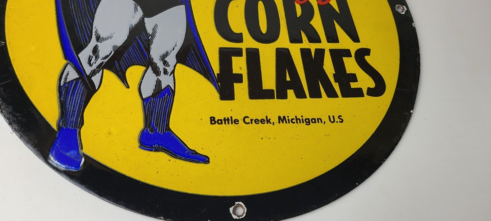 Vintage Kelloggs Sign - Corn Flakes Porcelain Batman Cereal Breakfast Gas Sign - Image 7