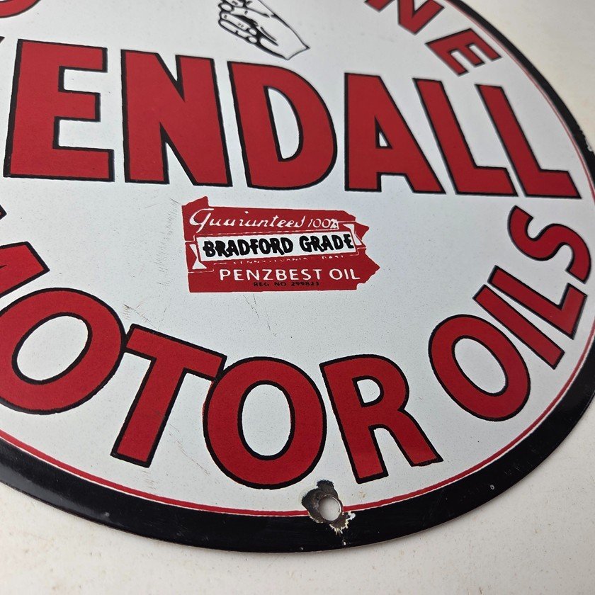 Vintage Kendall Gasoline Motor Oils Porcelain Sign - Bradford Grade Sign - Image 11