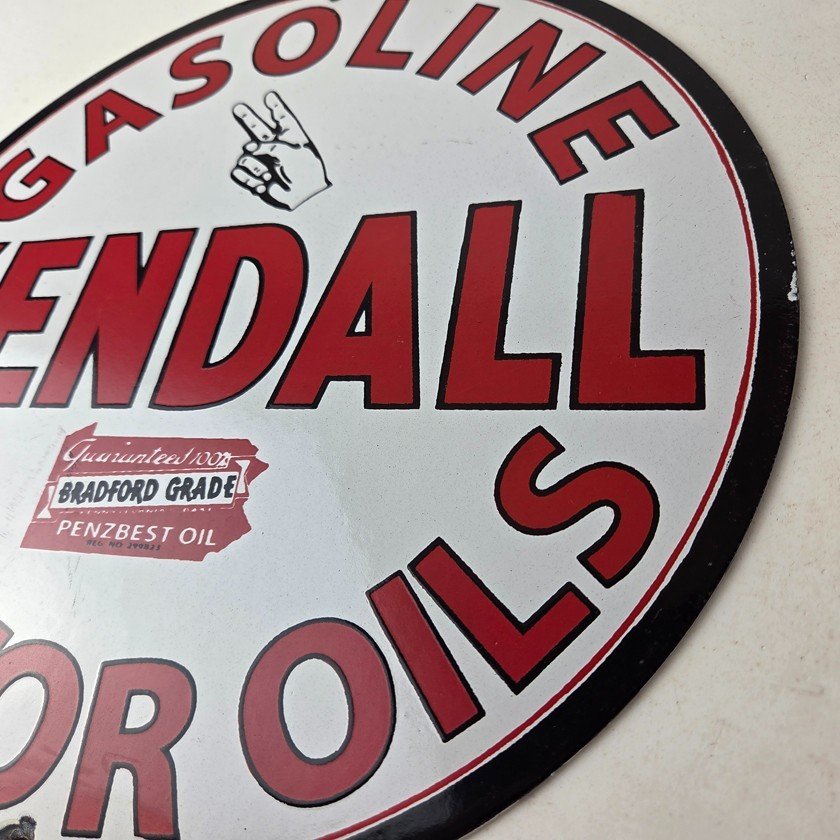 Vintage Kendall Gasoline Motor Oils Porcelain Sign - Bradford Grade Sign - Image 13