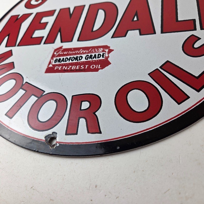Vintage Kendall Gasoline Motor Oils Porcelain Sign - Bradford Grade Sign - Image 14