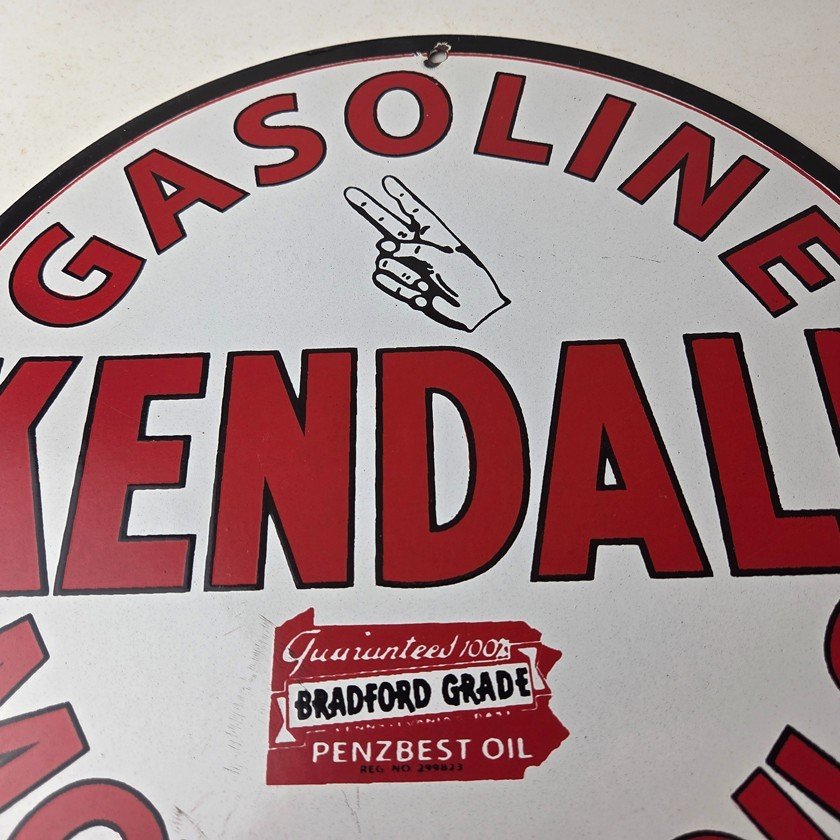 Vintage Kendall Gasoline Motor Oils Porcelain Sign - Bradford Grade Sign - Image 3