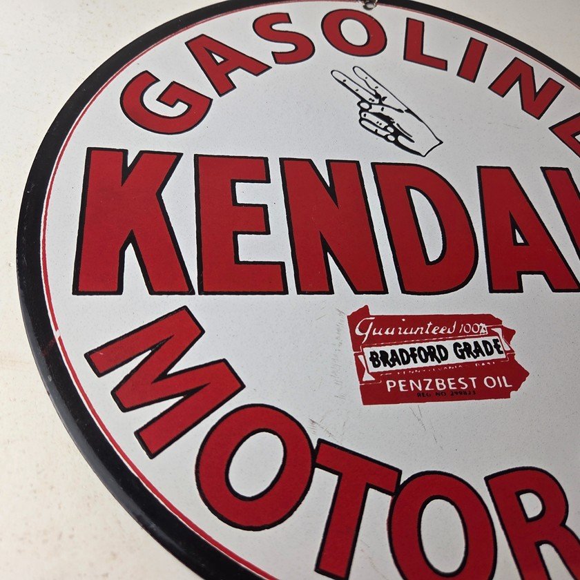 Vintage Kendall Gasoline Motor Oils Porcelain Sign - Bradford Grade Sign - Image 6
