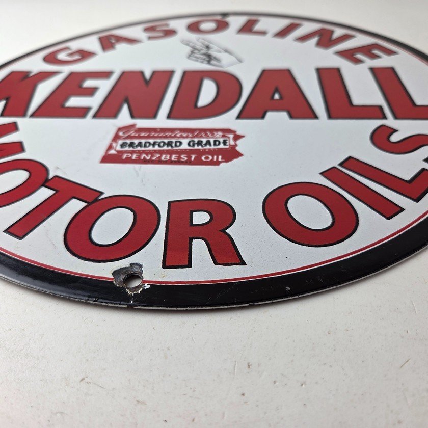 Vintage Kendall Gasoline Motor Oils Porcelain Sign - Bradford Grade Sign - Image 10
