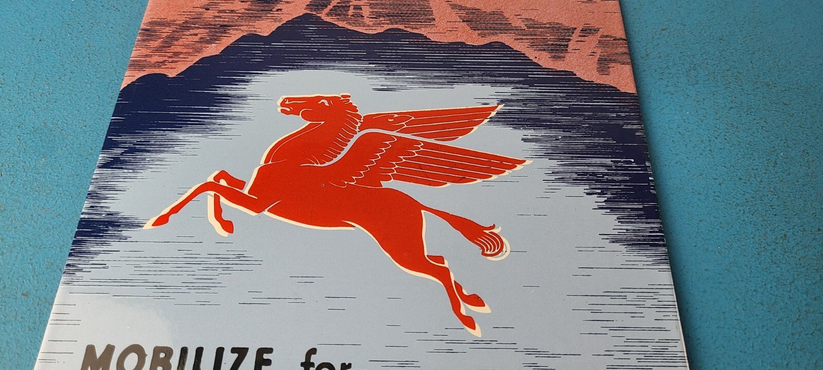 Vintage Mobil Gasoline Sign - Pegasus Porcelain Motor Oil Gas Pump Sign - Image 13