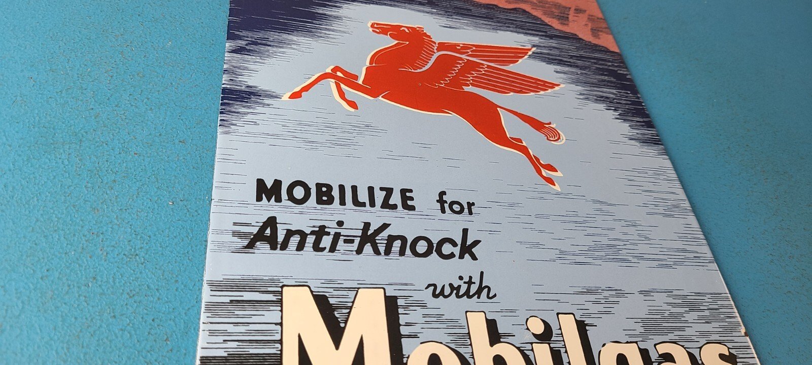 Vintage Mobil Gasoline Sign - Pegasus Porcelain Motor Oil Gas Pump Sign - Image 6