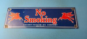 Vintage Mobil Gasoline Sign Tobacco Smoking Porcelain Gas Station Pump Sign 305900259659