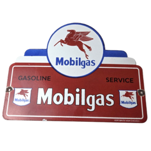 Vintage Mobilgas Porcelain Sign - Mobil Pegasus Porcelain Gas Pump Plate Sign