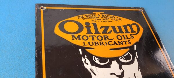 Vintage Oilzum Gasoline Sign Americans Finest Oil Porcelain Gas Pump Sign