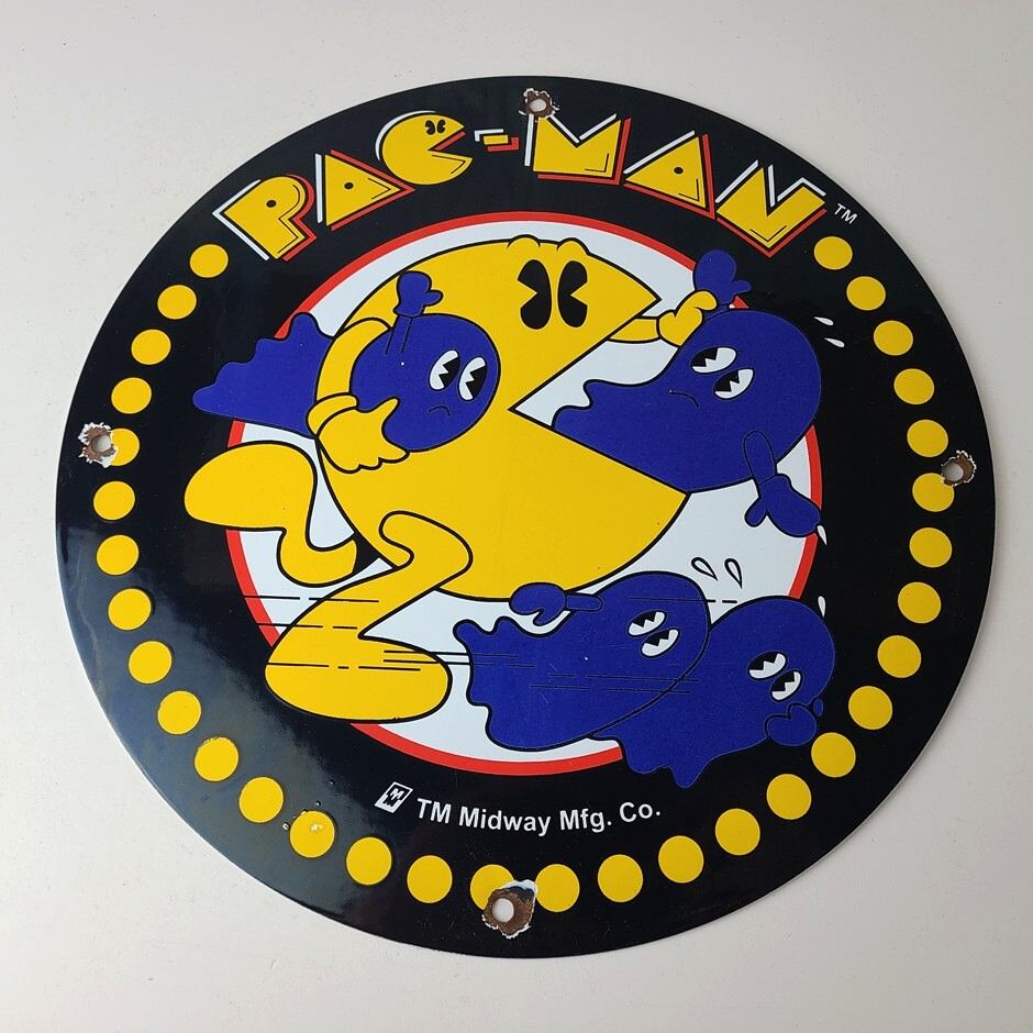 Vintage Pacman Sign - Classic Upright Arcade Game Porcelain Gas Service Sign - Image 12