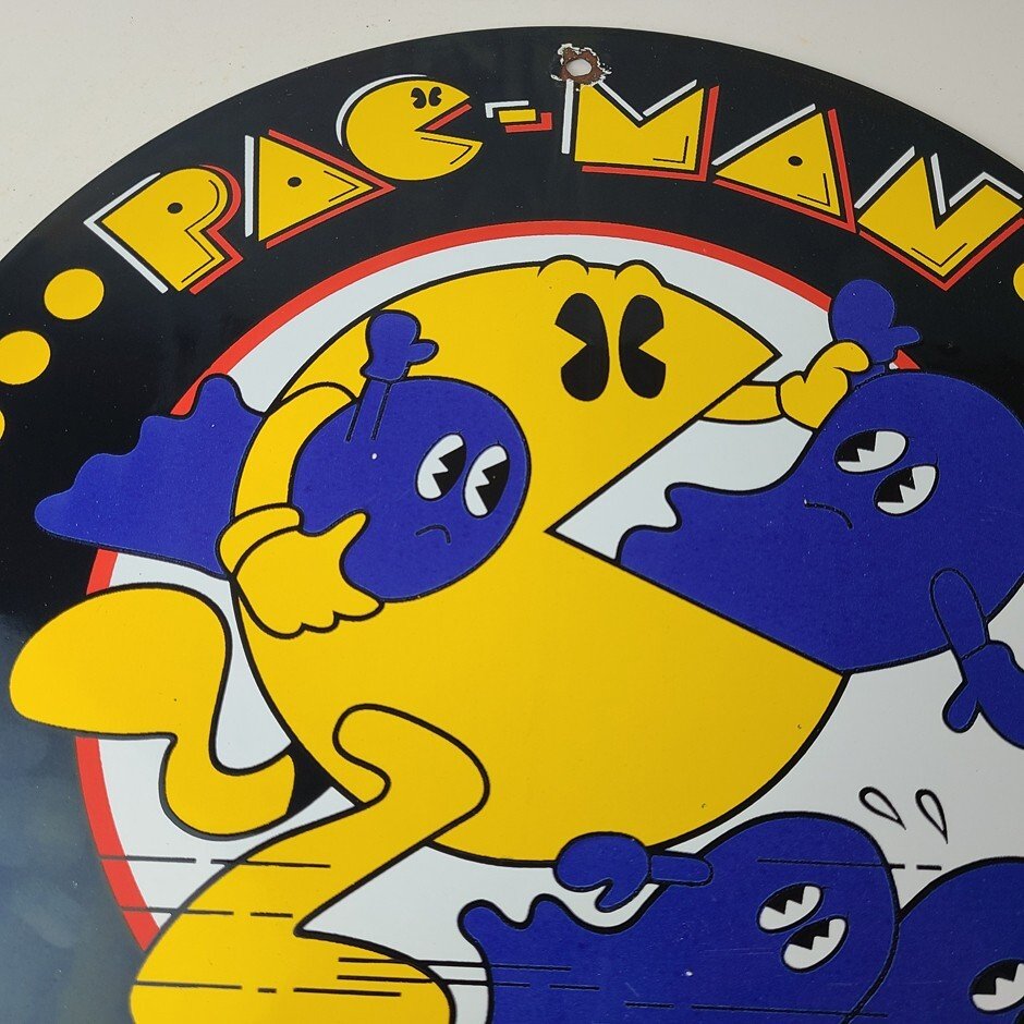Vintage Pacman Sign - Classic Upright Arcade Game Porcelain Gas Service Sign - Image 3