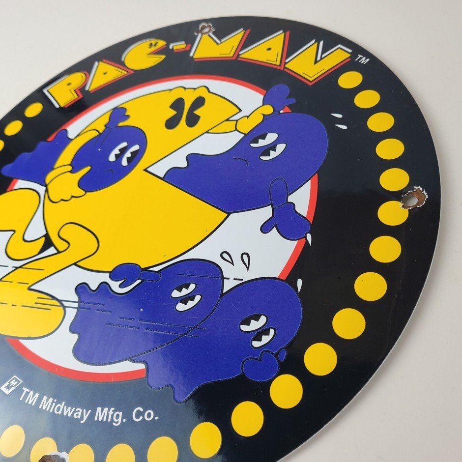 Vintage Pacman Sign - Classic Upright Arcade Game Porcelain Gas Service Sign - Image 9