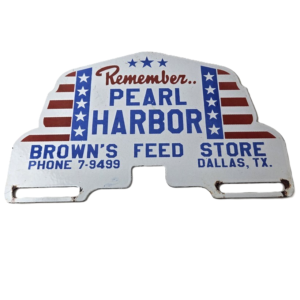 Vintage Pearl Harbor License Plate Topper - Feed Sign Ad on Automobile Topper