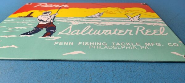 Vintage Penn Saltwater Reels Sign Fishing Gas Service Pump Porcelain Sign 305792739439 10