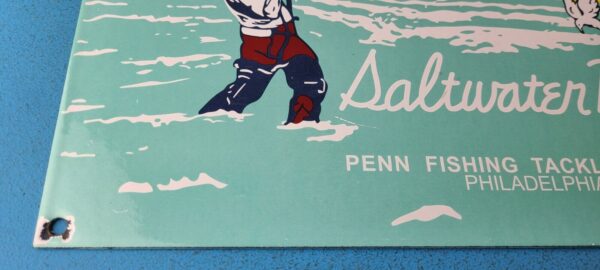 Vintage Penn Saltwater Reels Sign Fishing Gas Service Pump Porcelain Sign 305792739439 6