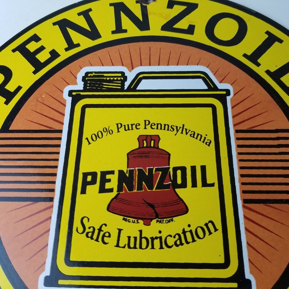 Vintage Pennzoil Porcelain Sign - Motor Oil Can Pennsylvania Porcelain Sign - Image 3