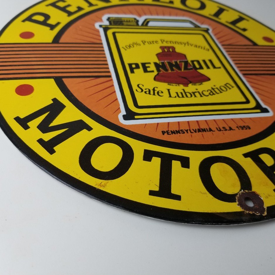 Vintage Pennzoil Porcelain Sign - Motor Oil Can Pennsylvania Porcelain Sign - Image 7