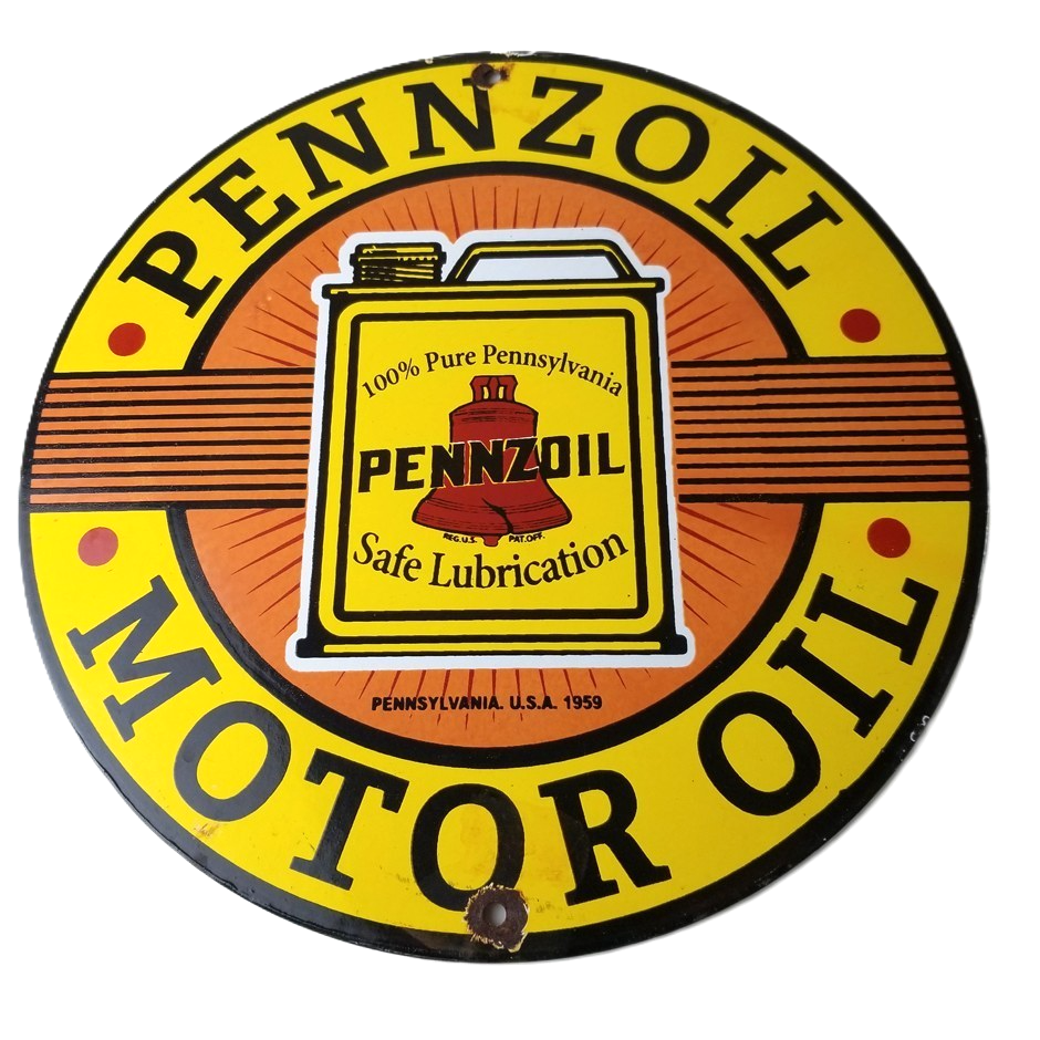 Vintage Pennzoil Porcelain Sign - Motor Oil Can Pennsylvania Porcelain Sign