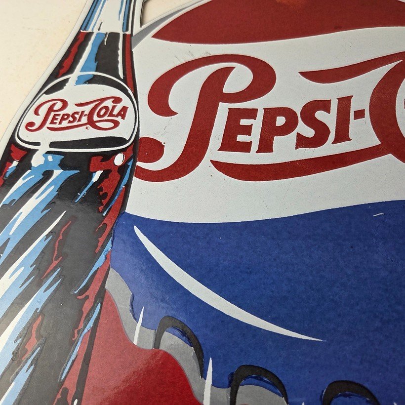 Vintage Pepsi Porcelain Sign - Ice Cold Beverage Drink Cola Gas Service Sign - Image 3