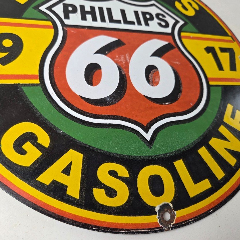 Vintage Phillips 66 Gasoline Sign - Gas Porcelain Pump Advertising Station Sign - Image 11