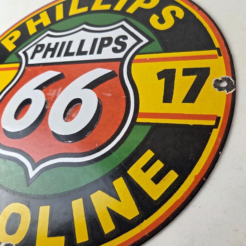 Vintage Phillips 66 Gasoline Sign - Gas Porcelain Pump Advertising Station Sign - Image 13