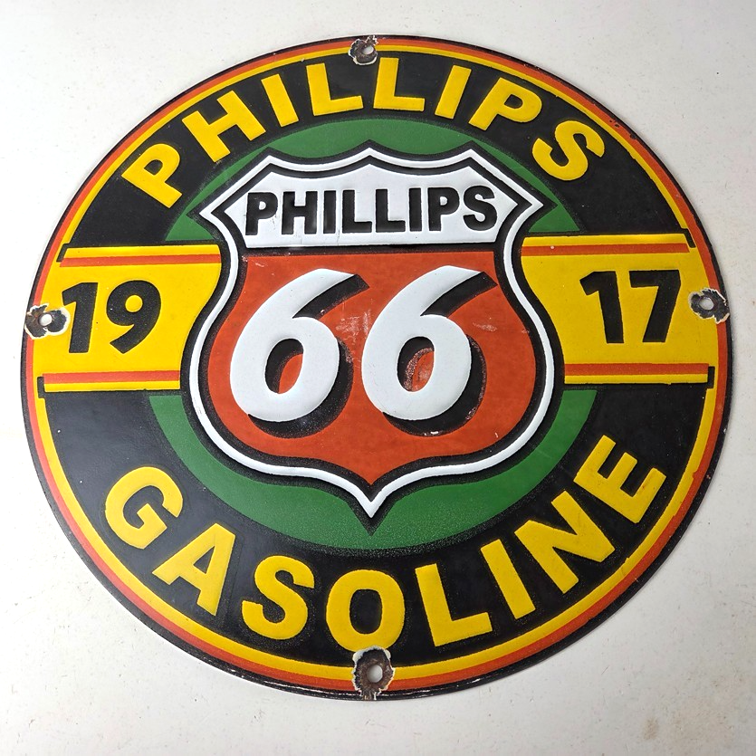Vintage Phillips 66 Gasoline Sign - Gas Porcelain Pump Advertising Station Sign - Image 15
