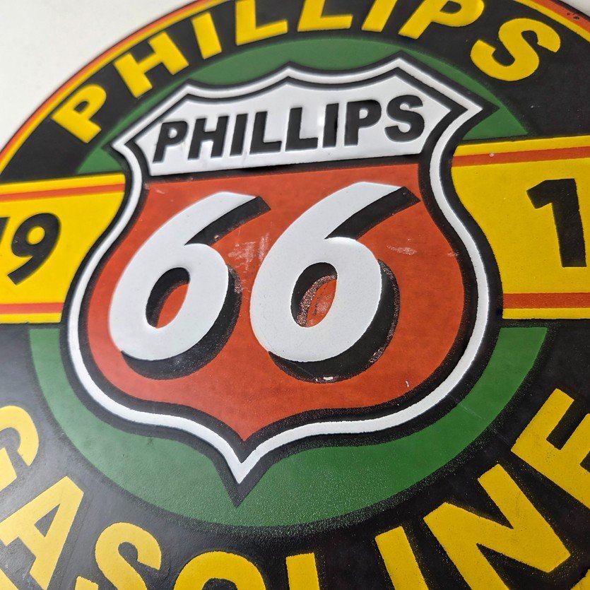 Vintage Phillips 66 Gasoline Sign - Gas Porcelain Pump Advertising Station Sign - Image 4