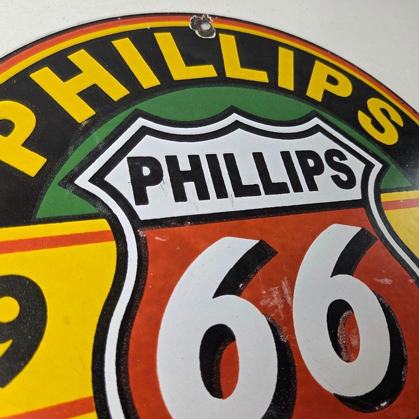 Vintage Phillips 66 Gasoline Sign - Gas Porcelain Pump Advertising Station Sign - Image 5