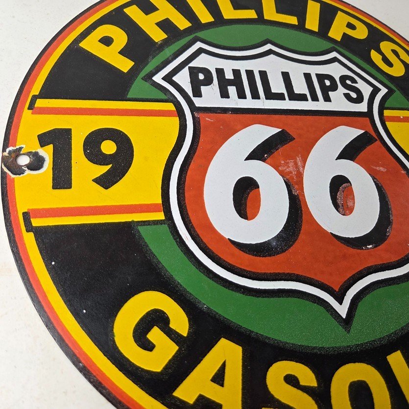 Vintage Phillips 66 Gasoline Sign - Gas Porcelain Pump Advertising Station Sign - Image 6