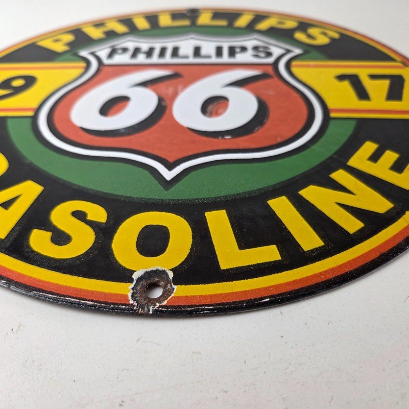 Vintage Phillips 66 Gasoline Sign - Gas Porcelain Pump Advertising Station Sign - Image 10