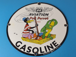 Vintage Phillips 66 Sign Porcelain Poll Parrot Aviation Gas Pump Plate Sign 305863582219