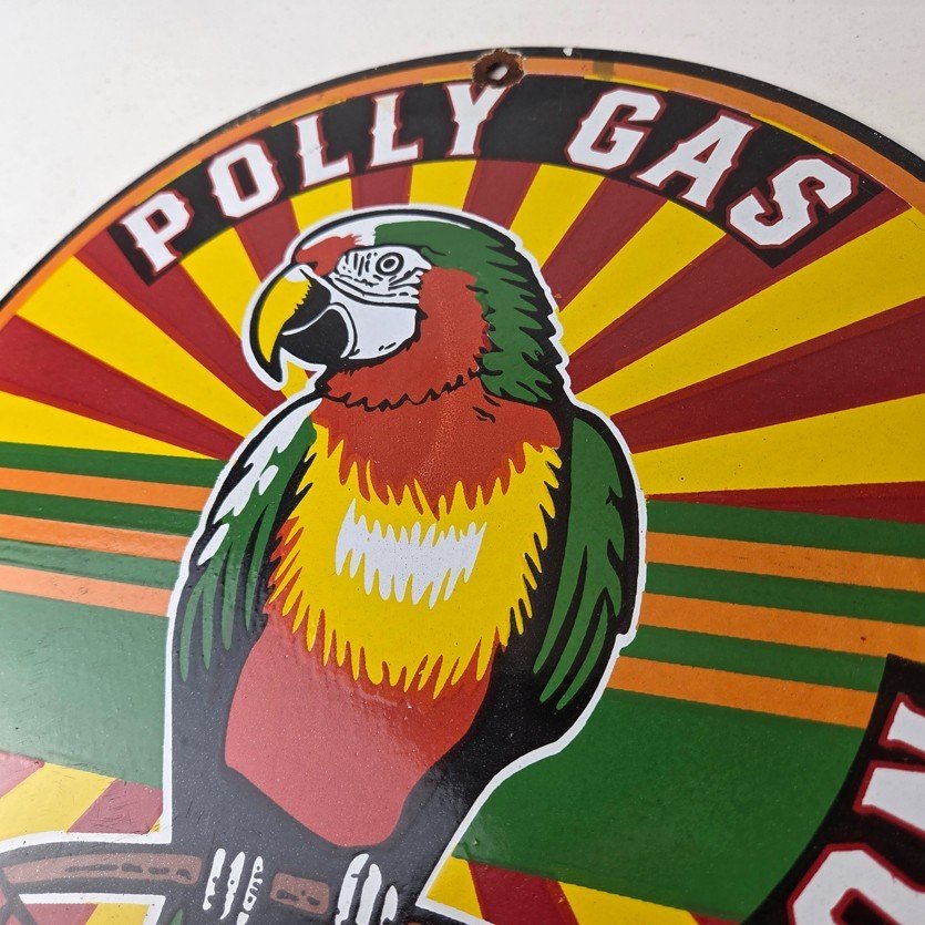 Vintage Polly Motor Oil Sign - Porcelain Advertisement Gasoline Pump Sign - Image 12