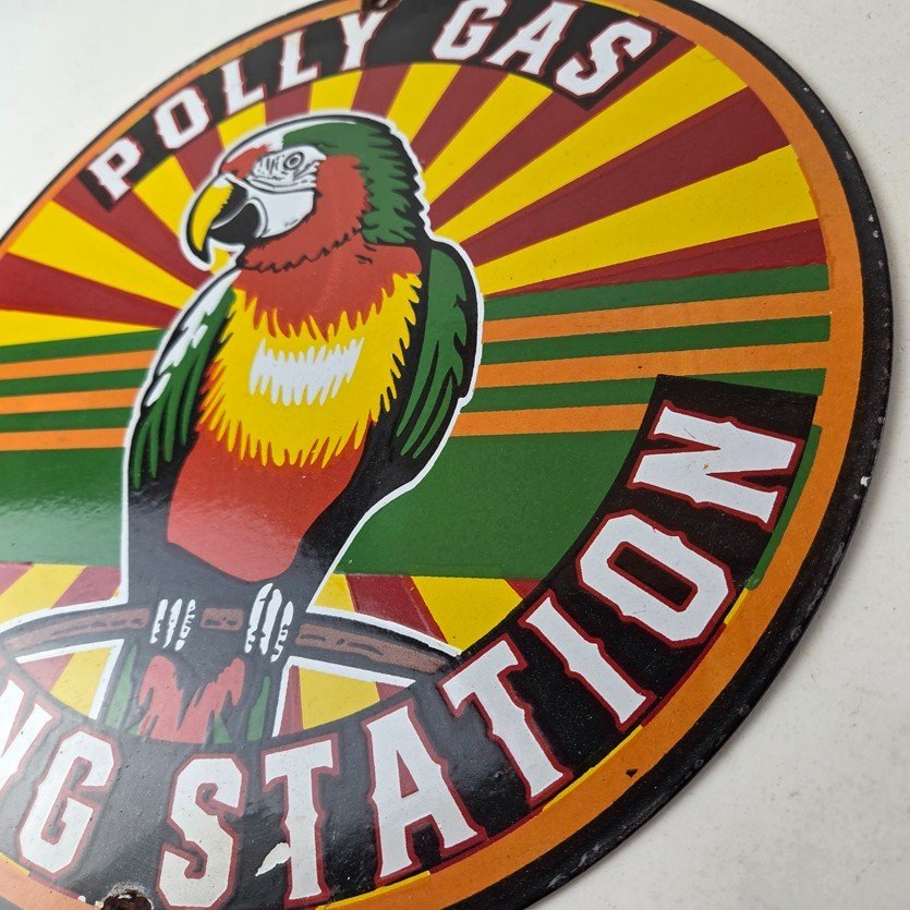Vintage Polly Motor Oil Sign - Porcelain Advertisement Gasoline Pump Sign - Image 13