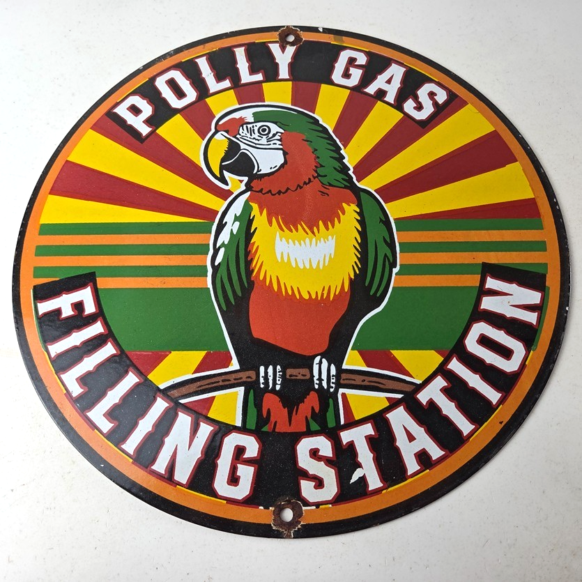 Vintage Polly Motor Oil Sign - Porcelain Advertisement Gasoline Pump Sign - Image 15