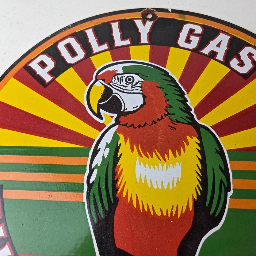 Vintage Polly Motor Oil Sign - Porcelain Advertisement Gasoline Pump Sign - Image 3