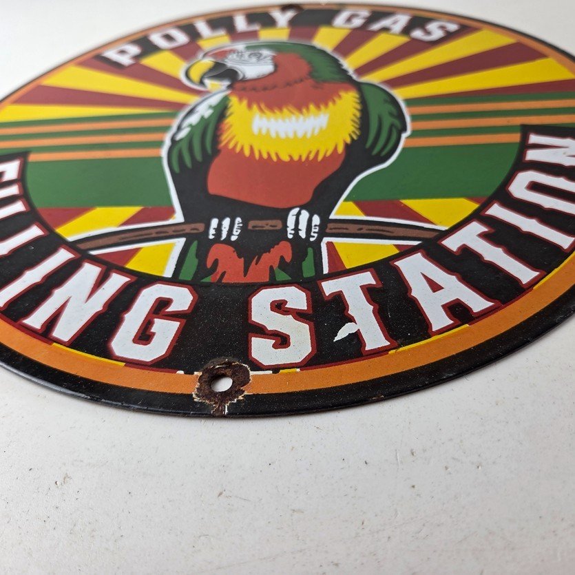 Vintage Polly Motor Oil Sign - Porcelain Advertisement Gasoline Pump Sign - Image 10