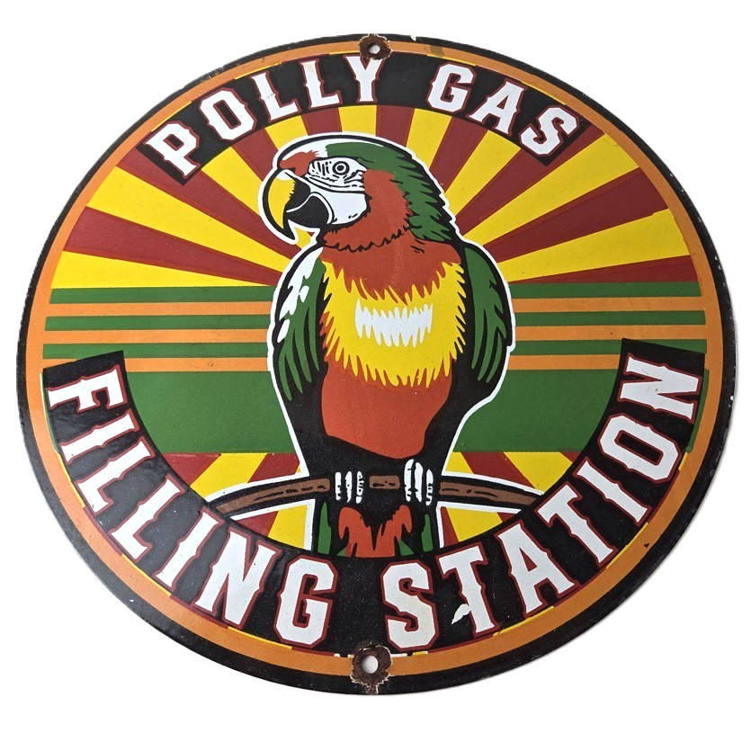 Vintage Polly Motor Oil Sign - Porcelain Advertisement Gasoline Pump Sign