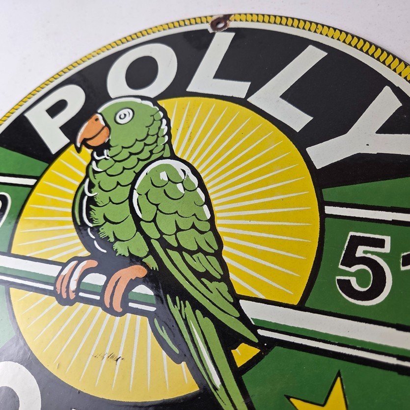Vintage Polly Motor Oil Sign - Porcelain Advertisement Gasoline Pump Sign - Image 12