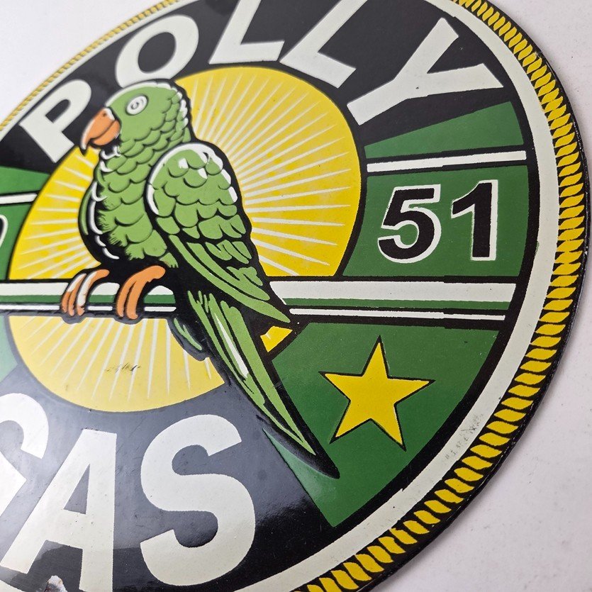 Vintage Polly Motor Oil Sign - Porcelain Advertisement Gasoline Pump Sign - Image 13